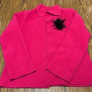 Chico’s women long sleeve Jacket Blazer Cardigan Size 0 (S) Pink Wool open front
